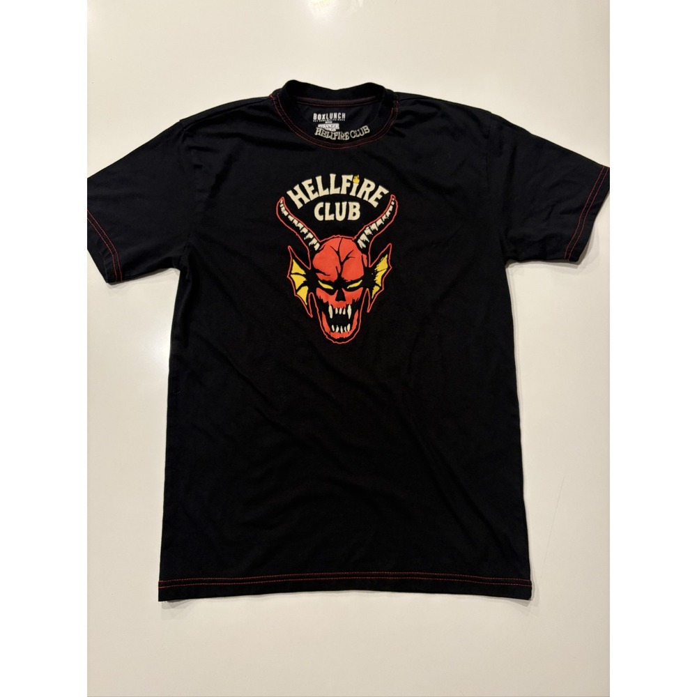 BoxLunch Stranger Things Hellfire Club T-Shirt Men's Size M Black Graphic Tee